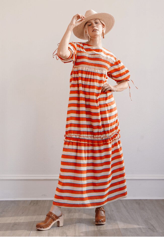 Hidalgo Stripe Katrin Dress, OrangeCream / Orange, hi-res image number null