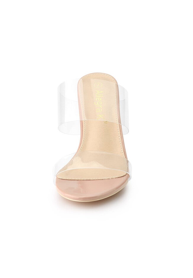 Clear Slide Stiletto Heels Clear Sandals, Beige / Beige, alternate image number null