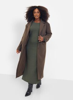 Dolce Wool Blend Double Breasted Coat - Brown