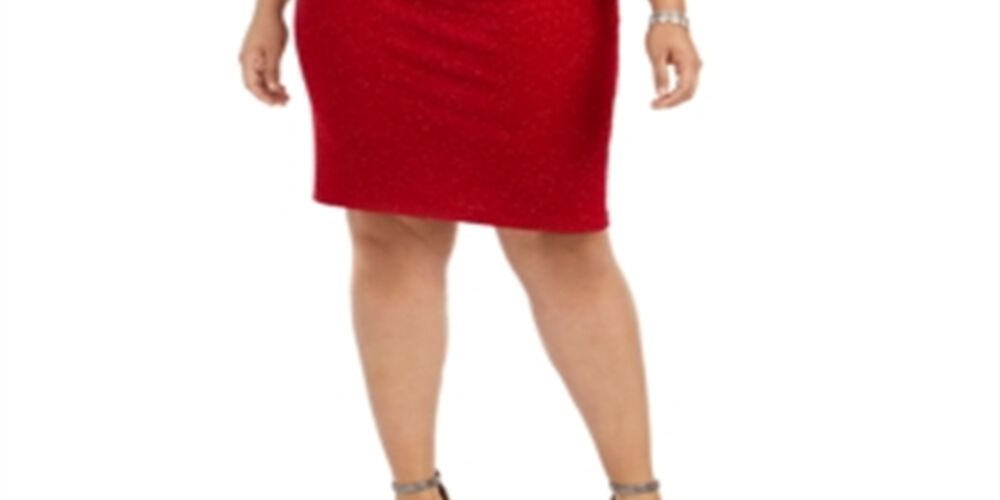 Alex Evenings Women's Long Sleeve Short Body Con Cocktail Dress Plus Red Size 14W, Red / Red, alternate image number 1