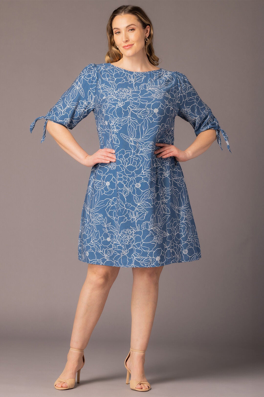 Manhattan Shift Dress, Blue Floral Print / Light Blue, alternate image number 4