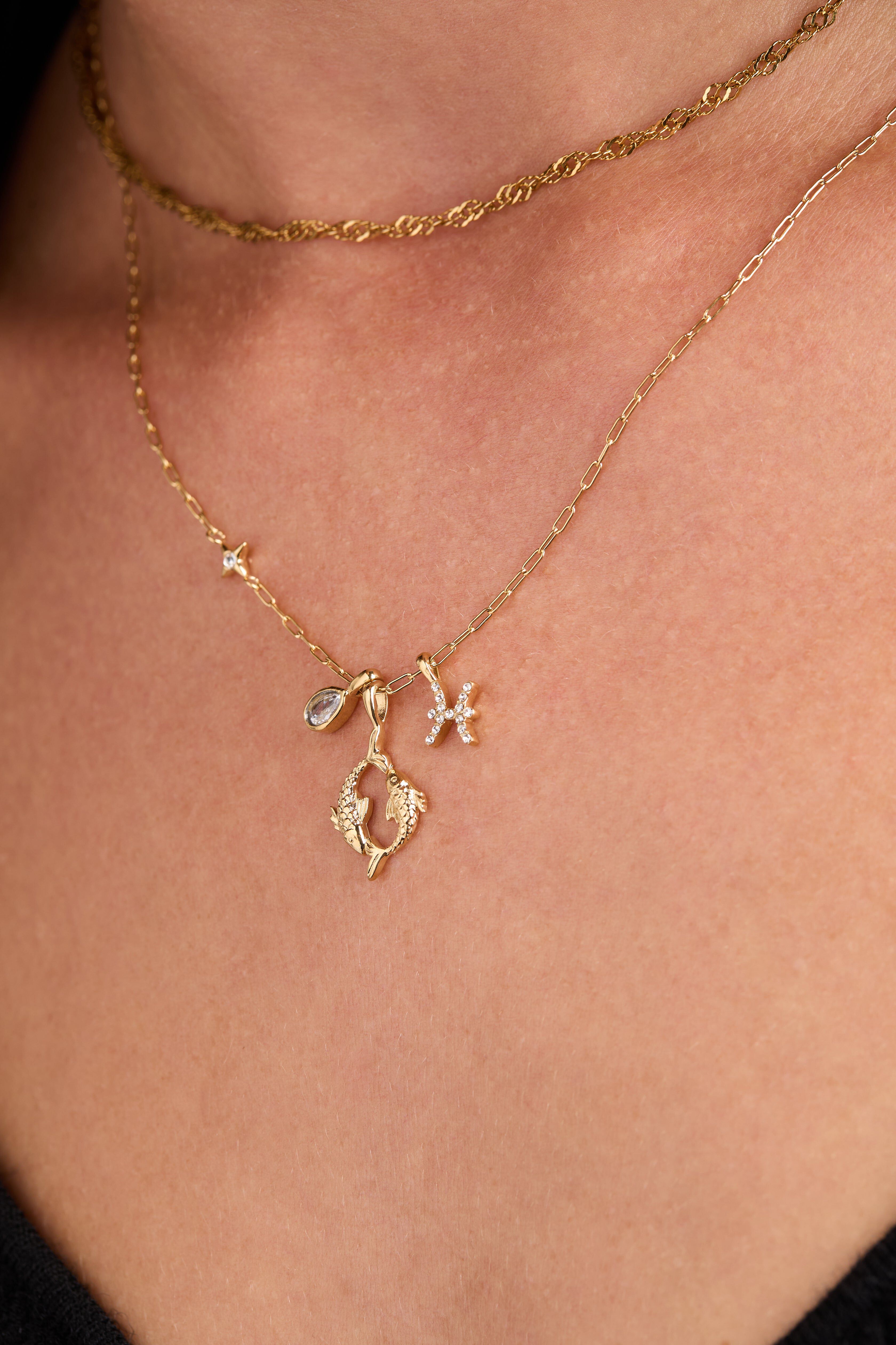 Zodiac Charm Cluster, Pisces / Gold, alternate image number 1