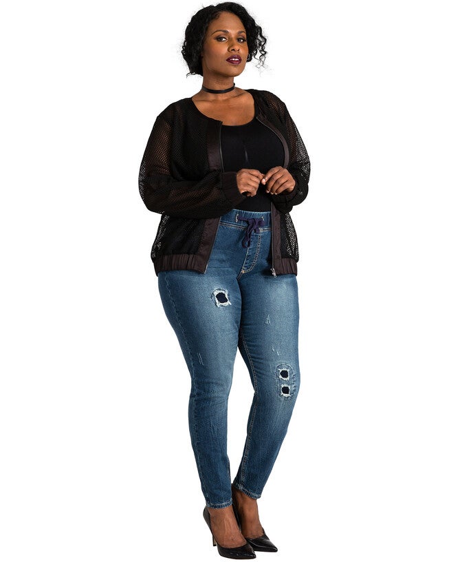 Lana Elastic Waist Destroyed Boyfriend Jogger Pants, , alternate image number null