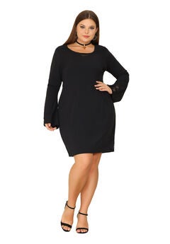 Lace Panel Bodycon Bell Sleeve Cocktail Dress