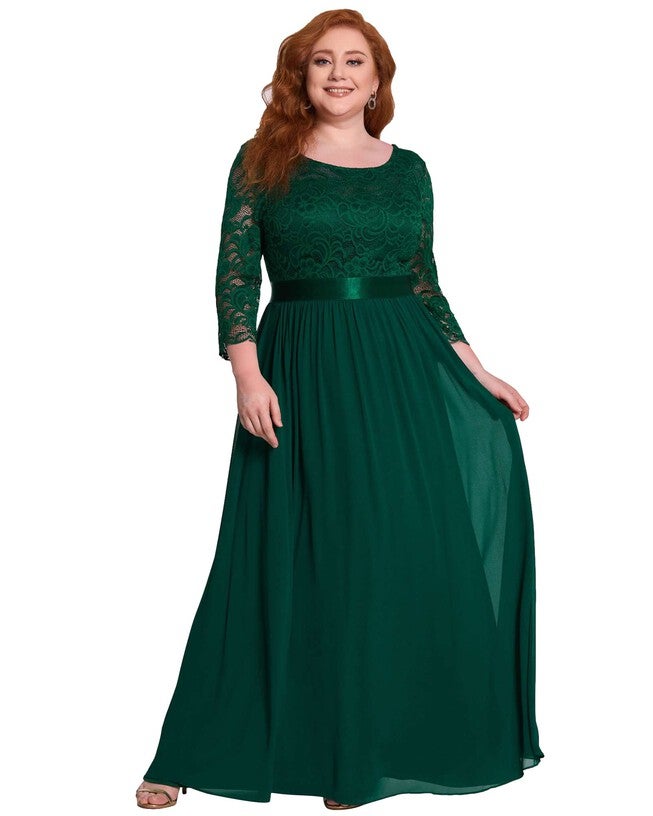 See-Through Floor Length Lace Evening Dress, , alternate image number 8