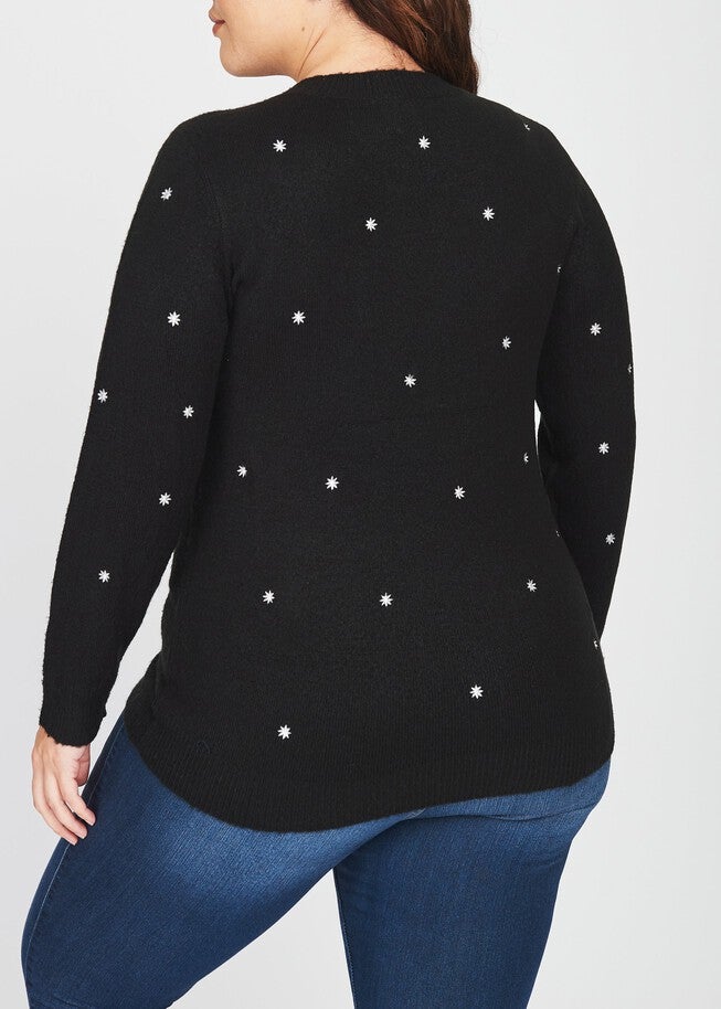 Corrine Embroidered Crew Neck Sweater, M459 BLACK / Black, alternate image number null