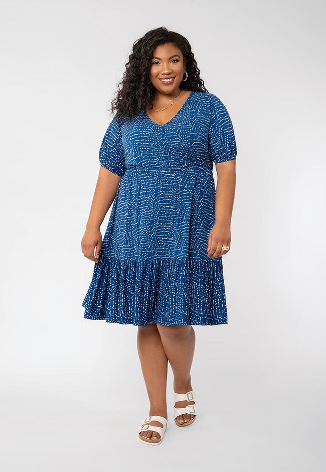 Chelsea Blue Dot Ruffle Tiered Puff Sleeve Dress, MULTI / Azure Blue, hi-res image number null