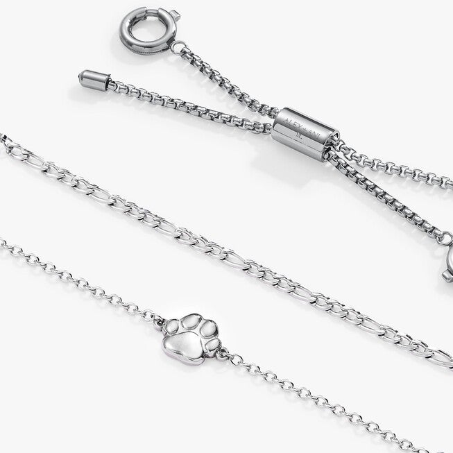 Paw Print Stranded Bracelet Set, Silver / Silver, alternate image number 1