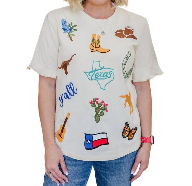 DEEP IN THE HEART OF TEXAS TOP, Cream / Beige, hi-res image number null