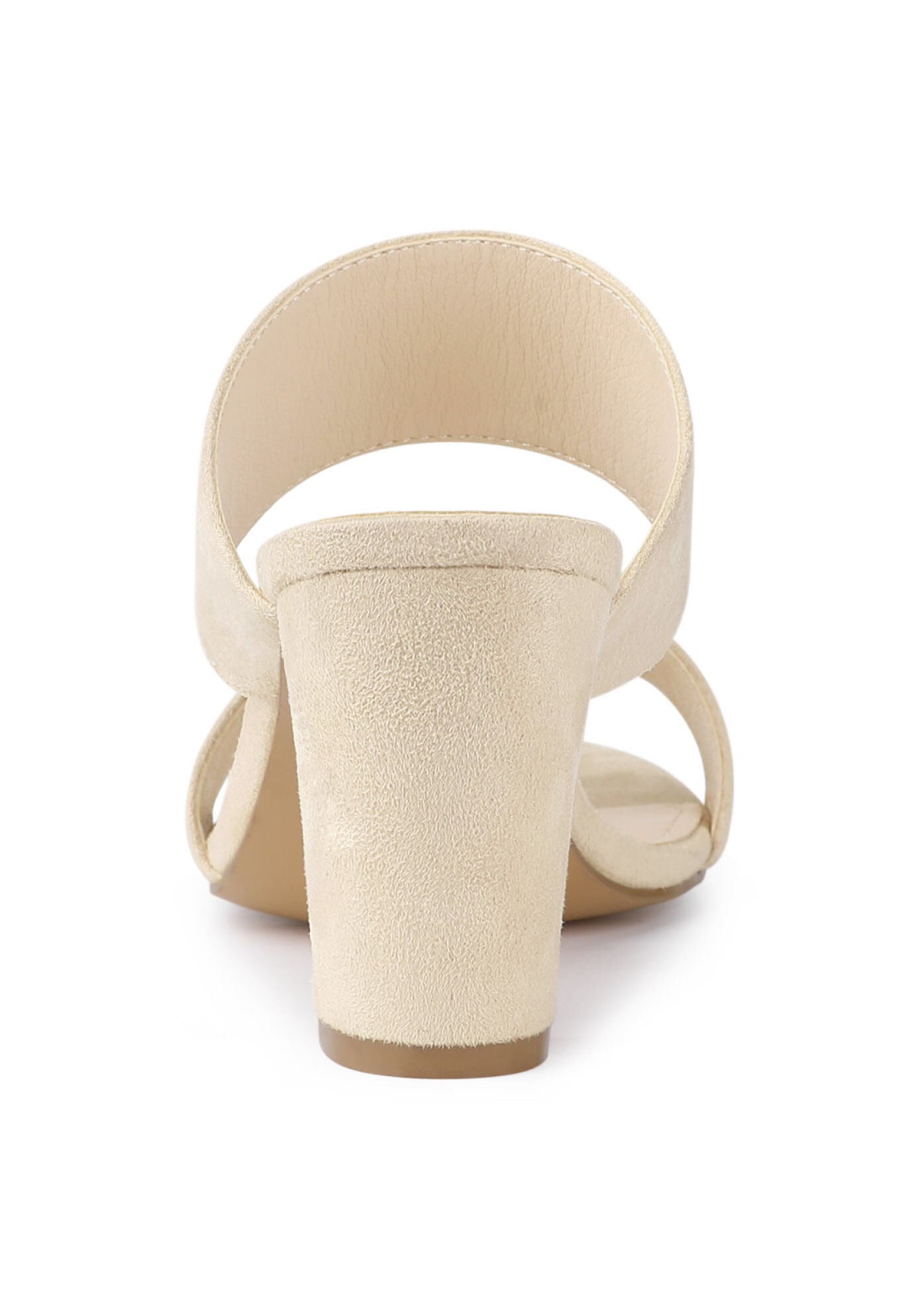 Opened Toe Block Heeled Slide Sandals, Beige / Beige, alternate image number 3