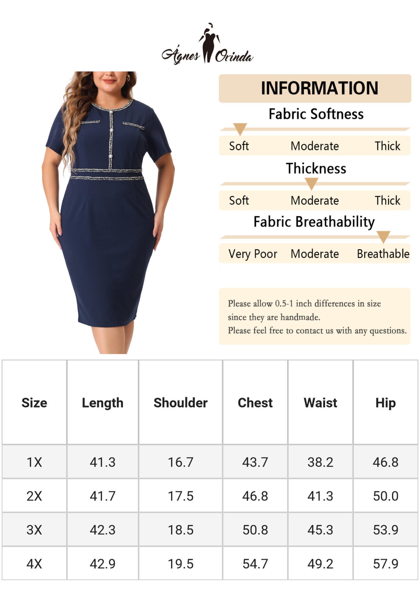 Button Crew Neck Bodycon Pencil Dress, Navy Blue / Black, alternate image number 4