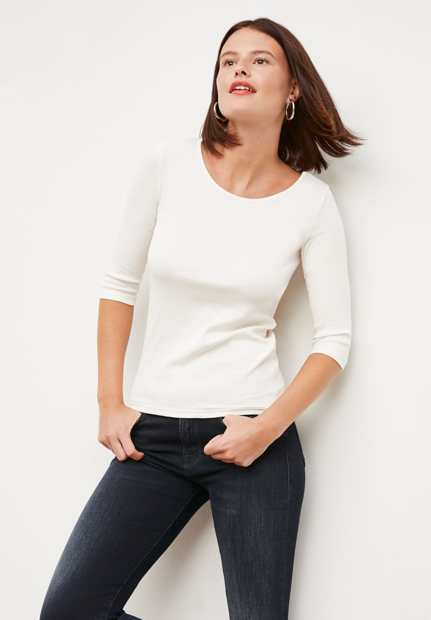 Soyoung T-Shirt - Ribbed Pima Cotton, Ivory / Ivory, alternate image number 1