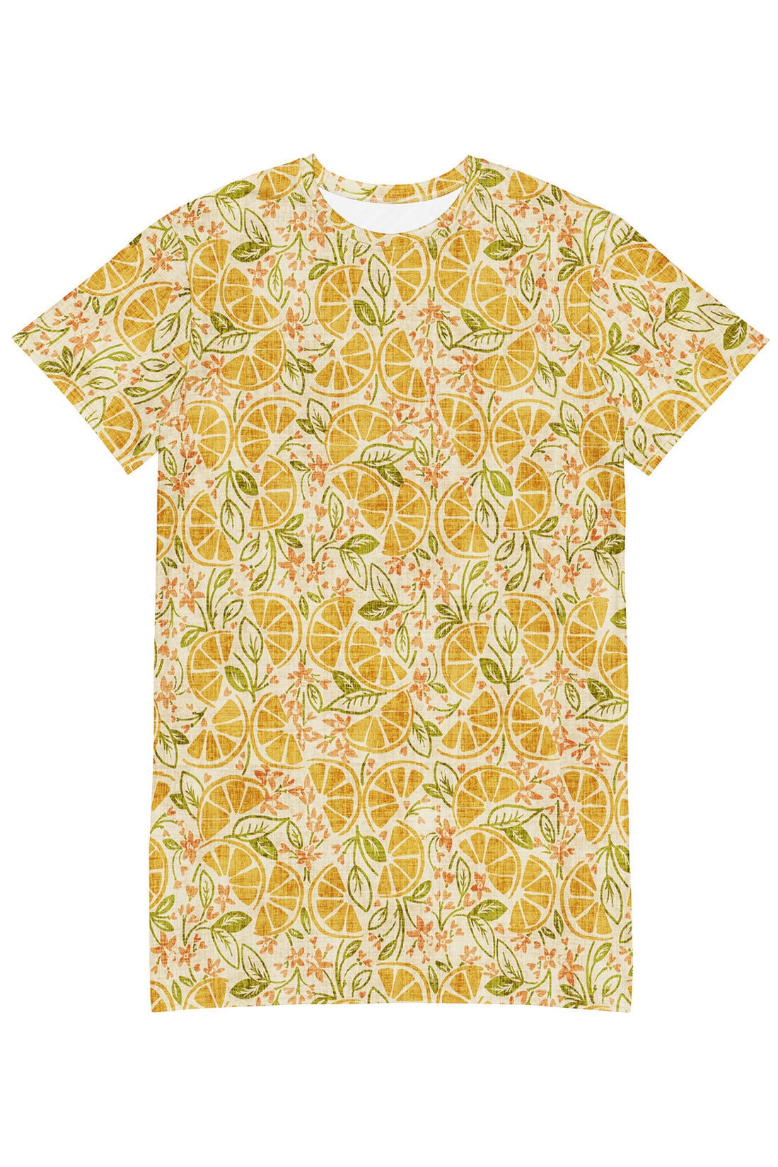Vintage Citrus T-shirt Dress, Citrus Print / Yellow, hi-res image number 0