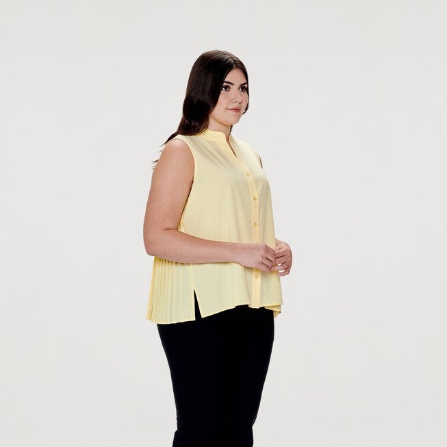 Gabby Sleeveless Pleated Back Top, Yellow / Yellow, alternate image number null