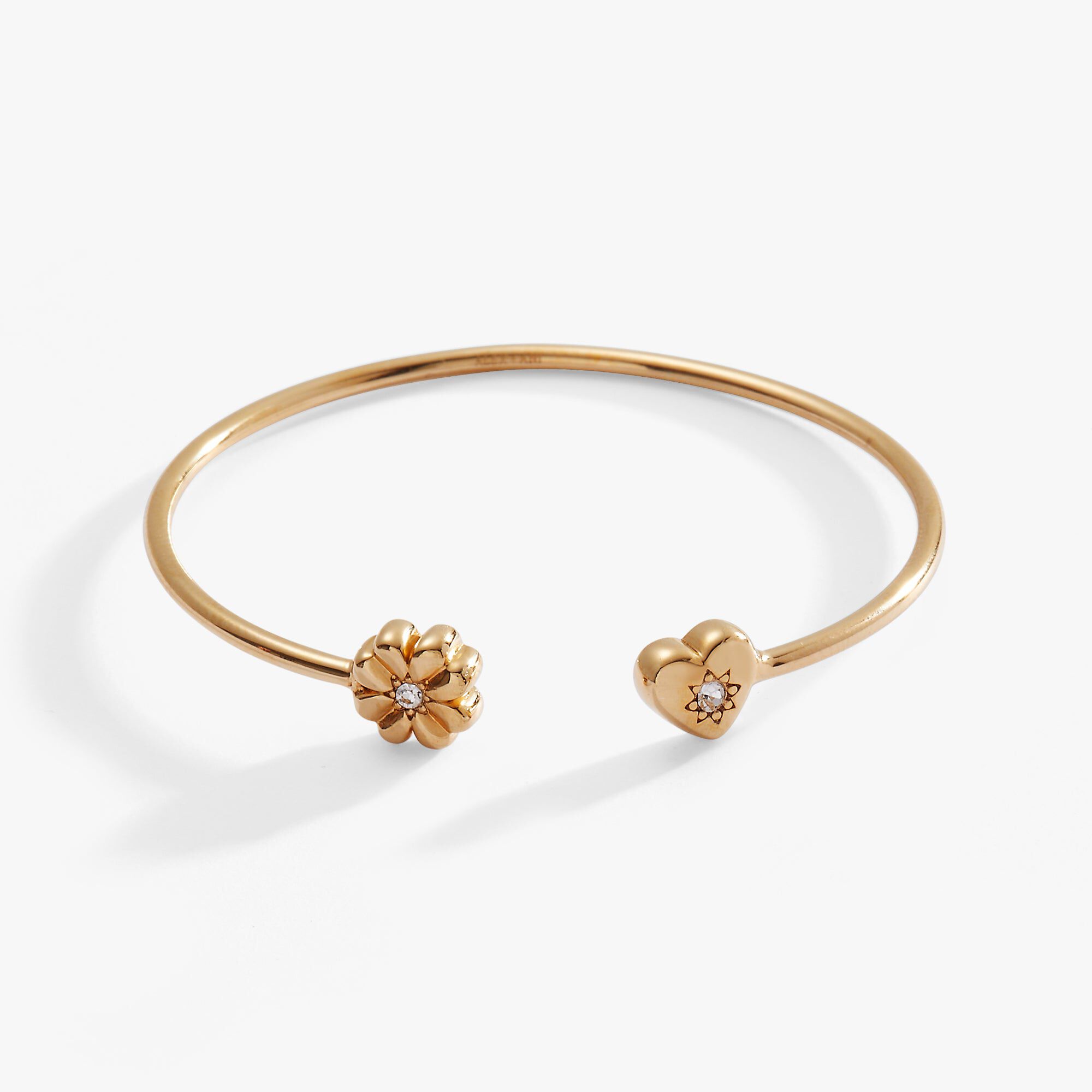 Love & Luck Heart and Clover Flex Cuff, Gold / Gold, hi-res image number 0