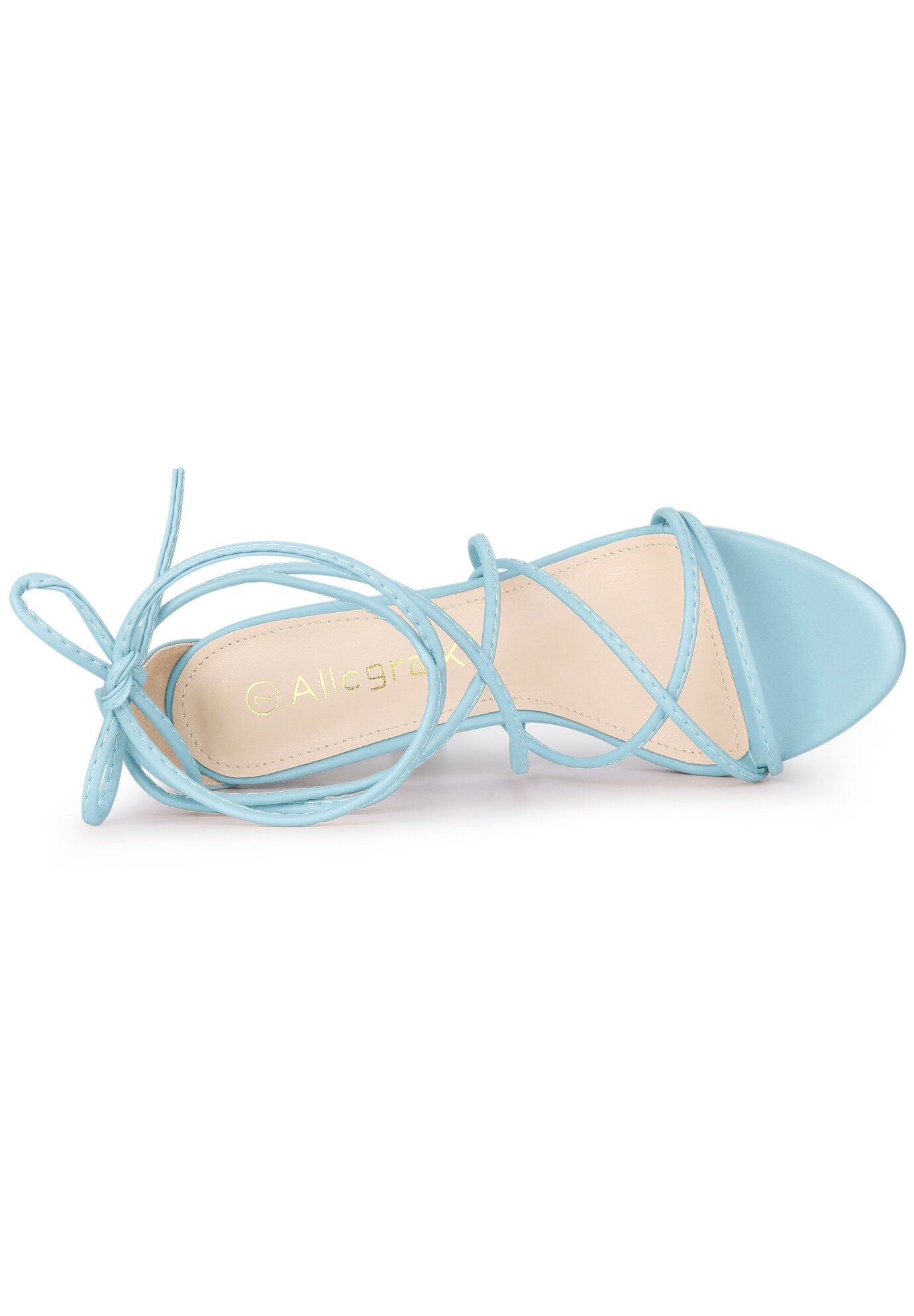 Strappy Heels Lace Up Stiletto Heel Sandals, Light Blue / Light Blue, alternate image number 1