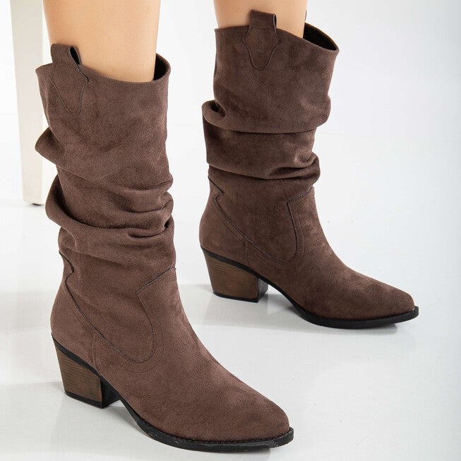 BONNIE - BROWN SUEDE SLOUCH WESTERN BOOTS, BROWN / Brown, alternate image number 3