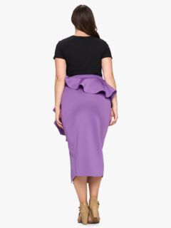 BELLA NEOPRENE MIDI SKIRT, Orchid / Purple, alternate image number 2