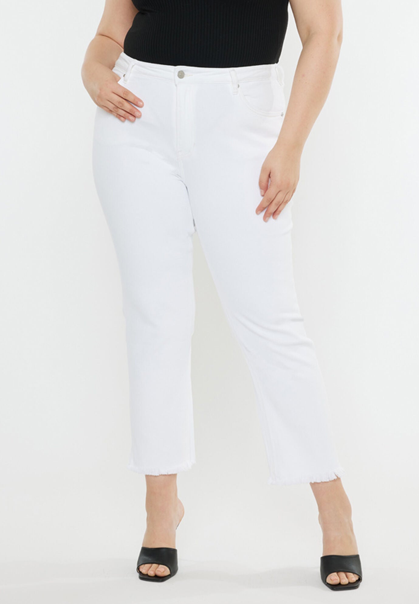 Rita High Rise Slim Straight (Plus Size), White / White, hi-res image number 0