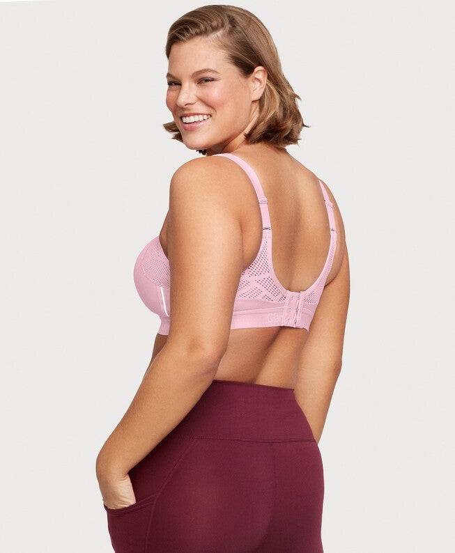 No-Sweat Mesh Sports Bra, Pink / Pink, alternate image number 3