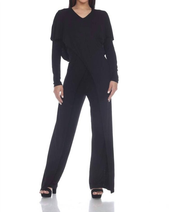SUNNY SLENDERIZING WINGED JUMPSUIT IN BLACK, Black / Black, hi-res image number 0
