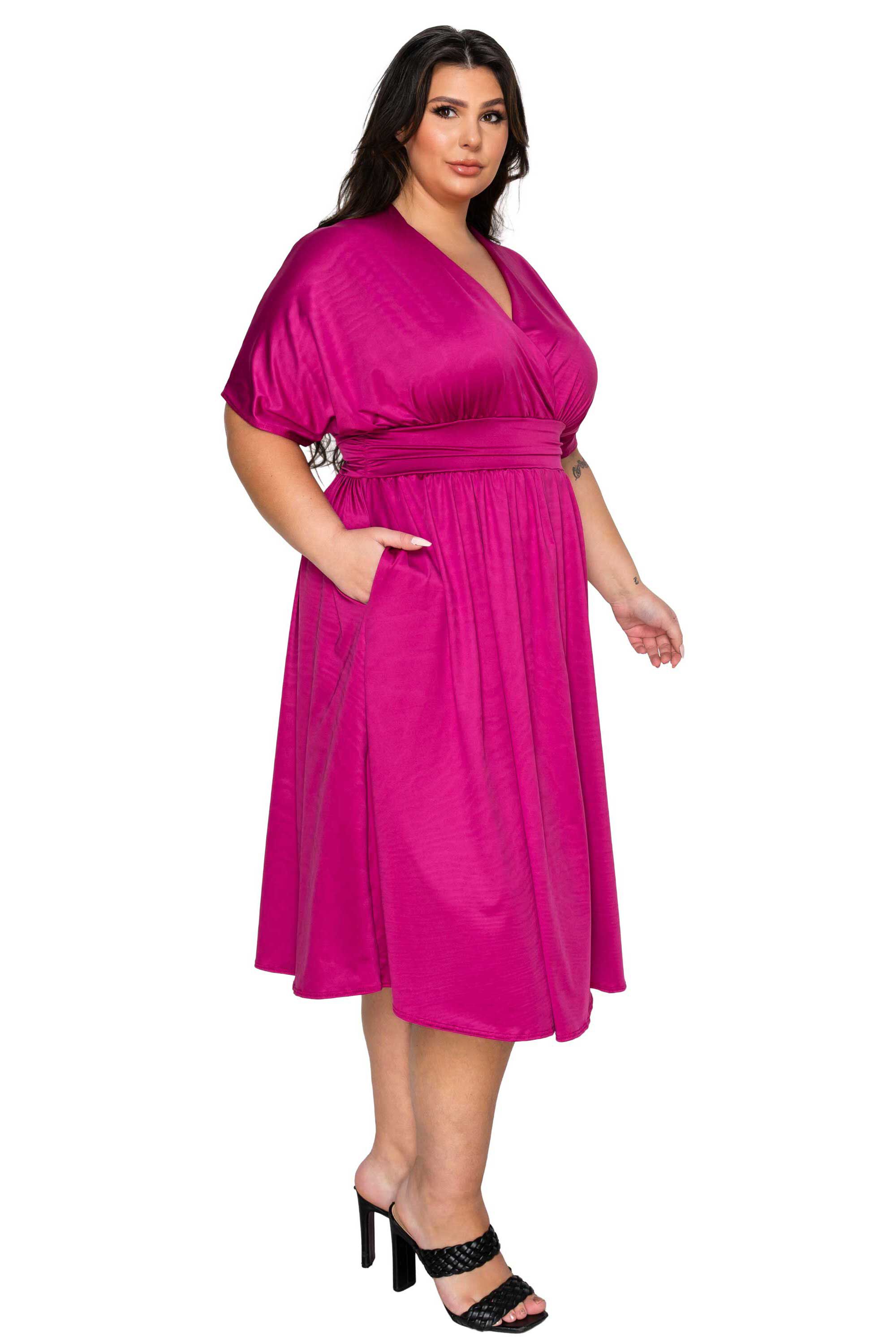 Cyra Empire Midi Dress, Magenta / Magenta, alternate image number 1