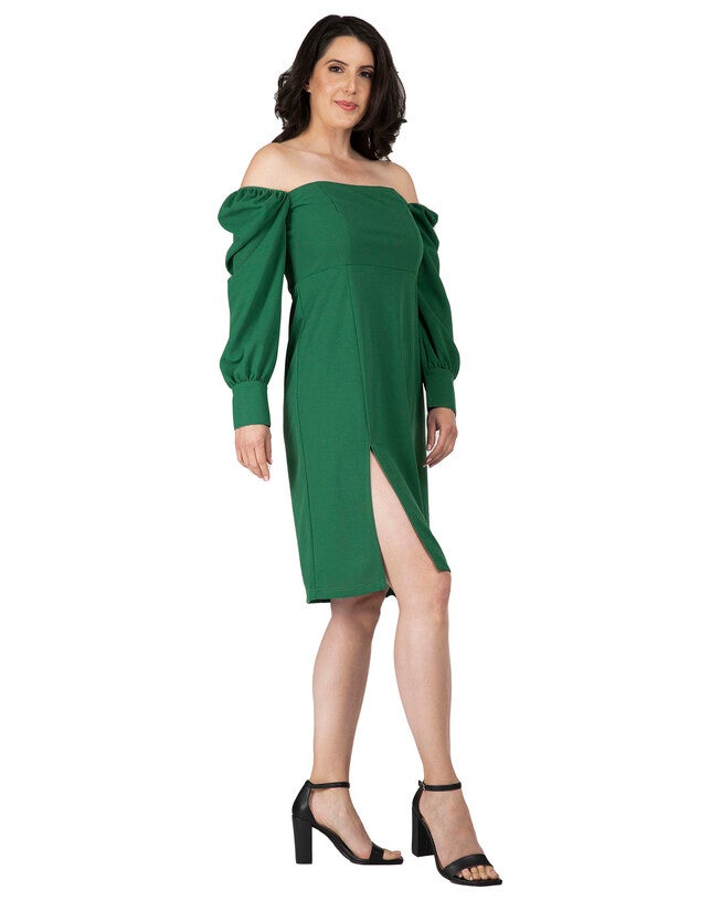 Xena Women's Elegant Side Slit Plus Size Midi Dress, , alternate image number null