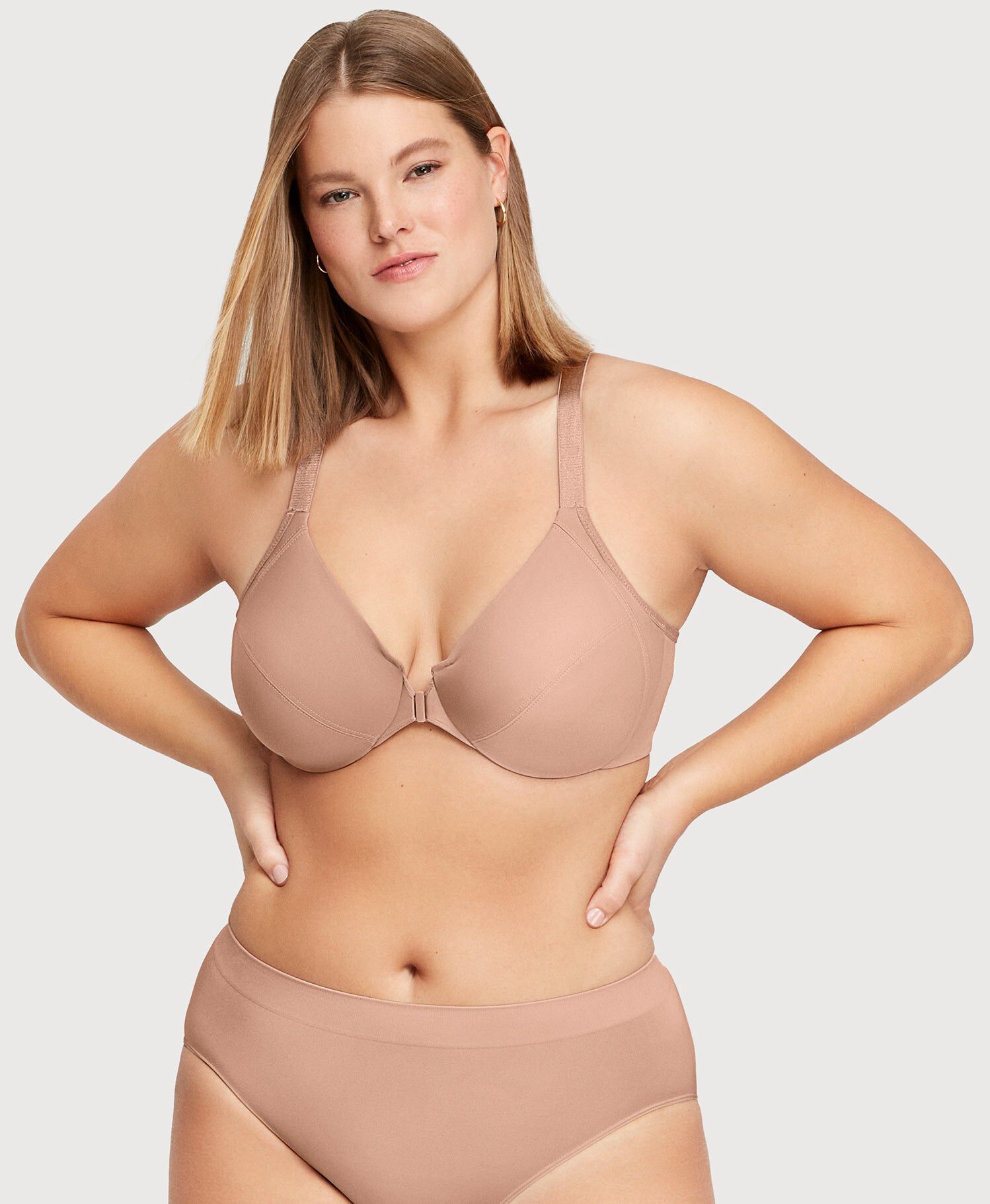 Front-Closure Smoothing WonderWire Bra, Cappuccino / Taupe, alternate image number 3