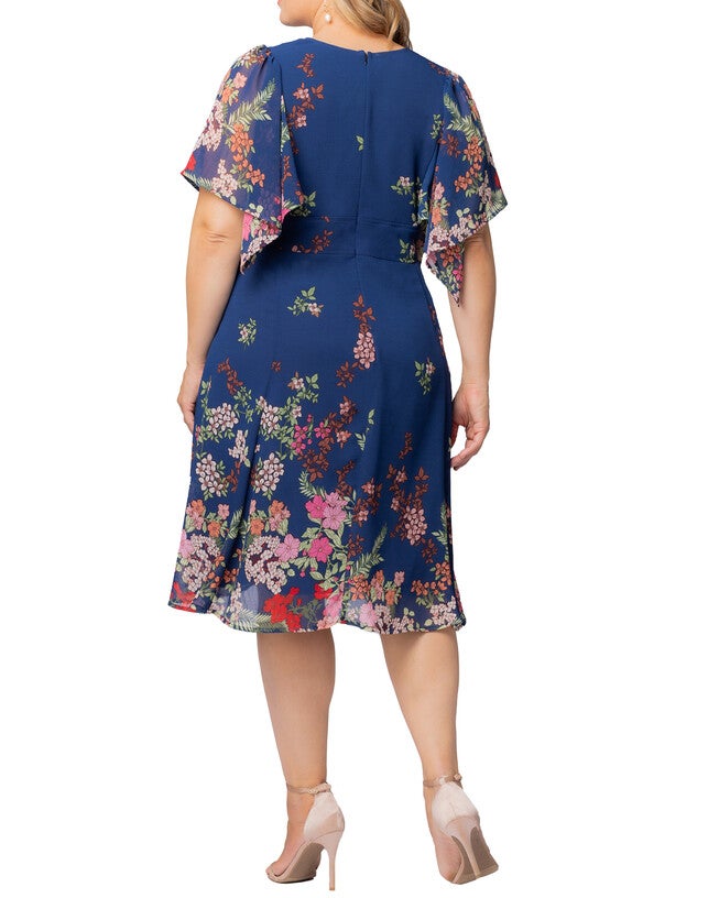 Breezy Border Print Cocktail Dress, TWILIGHT GARDEN BORDER / Royal Blue, alternate image number null