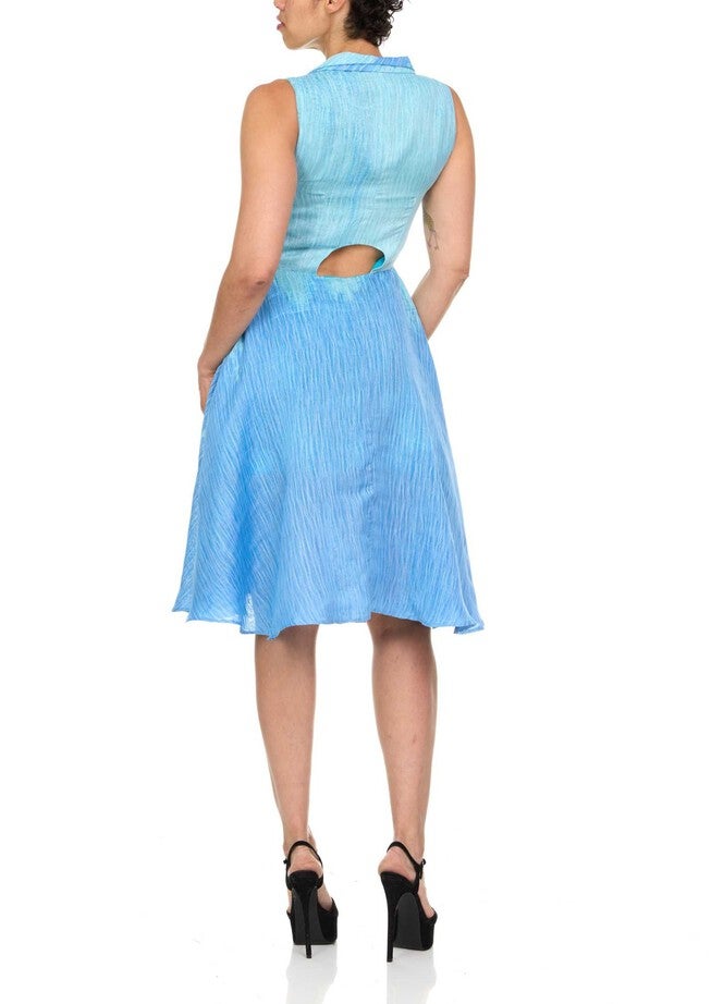 Double Collar Ombre Dress, Blue / Royal Blue, alternate image number 2