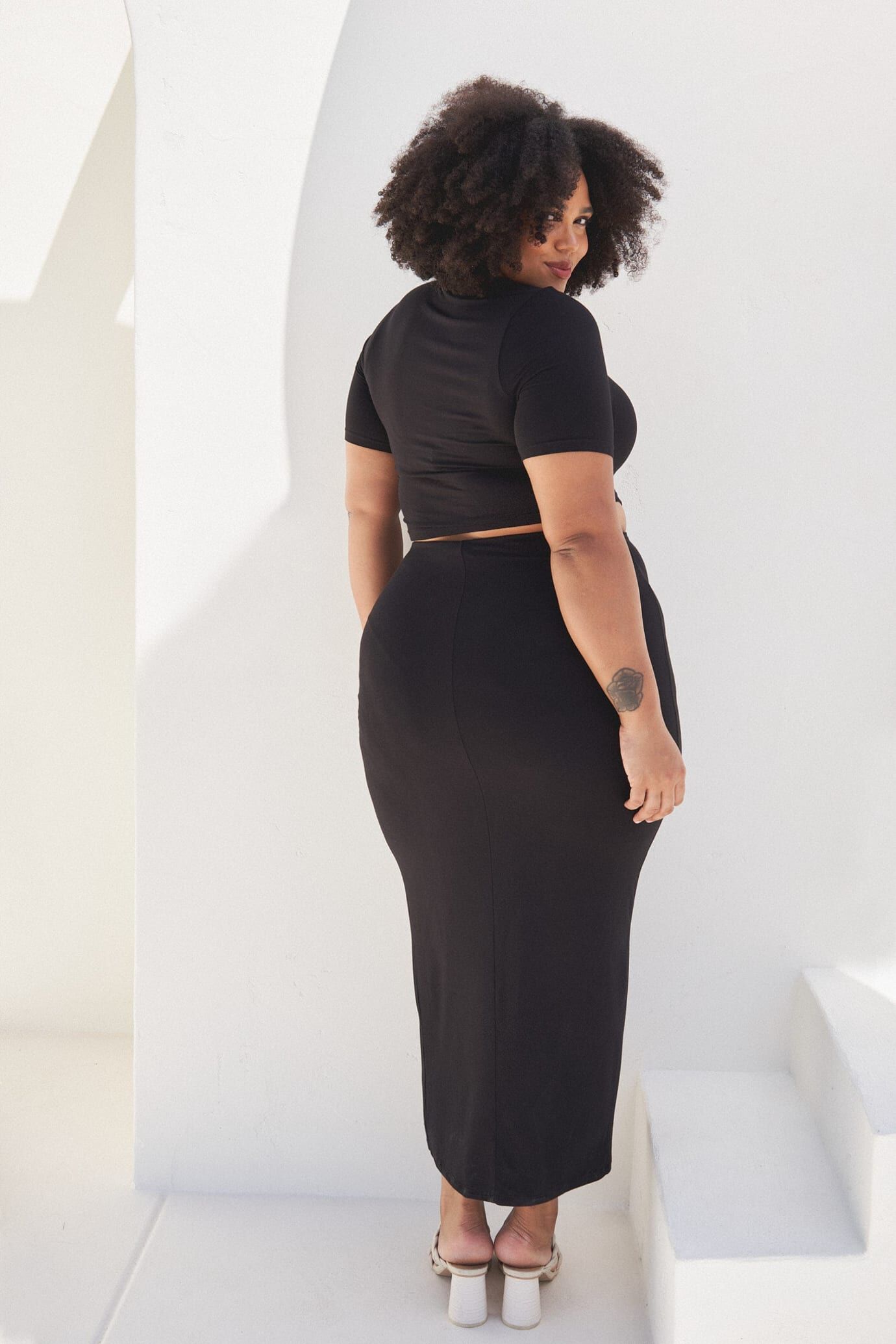 Casey Ruched Maxi Skirt, Black / Black, alternate image number 4