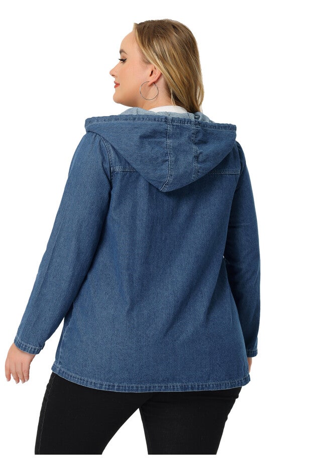 HOODIE LAYERED DRAWSTRING UTILITY DENIM JACKET, Blue / Light Blue, alternate image number 3