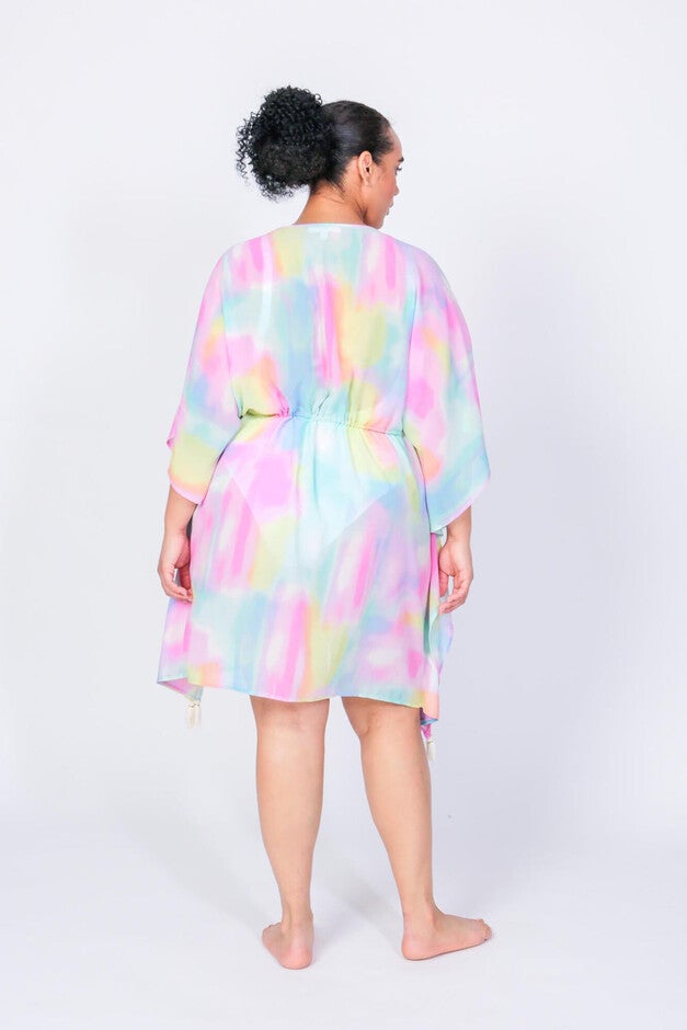 Flowy Sweets Cover Up, Watercolor Tie Dye / Pink, alternate image number 3