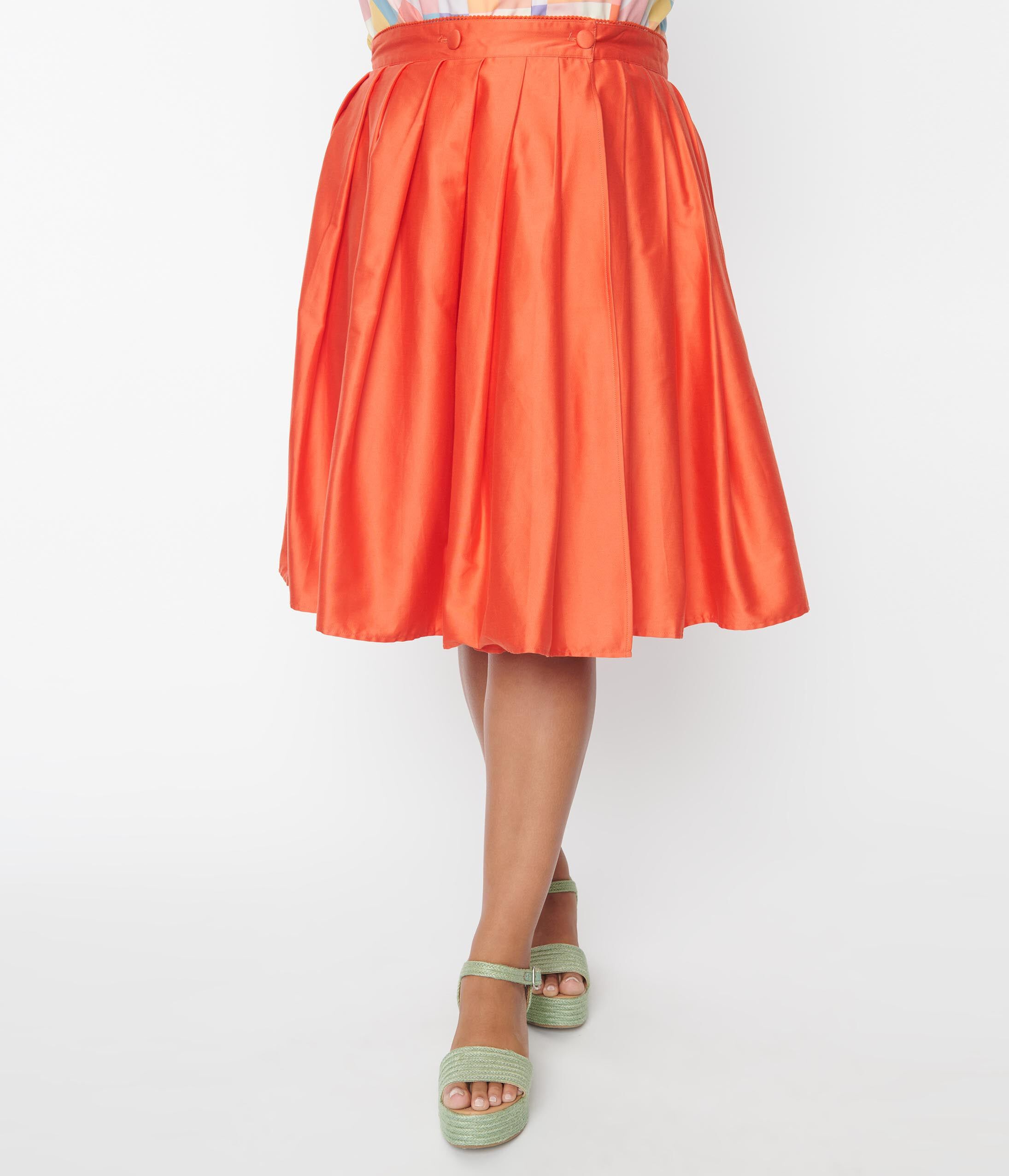 Unique Vintage Orange Collins Wrap Swing Skirt, Orange / Orange, alternate image number 4