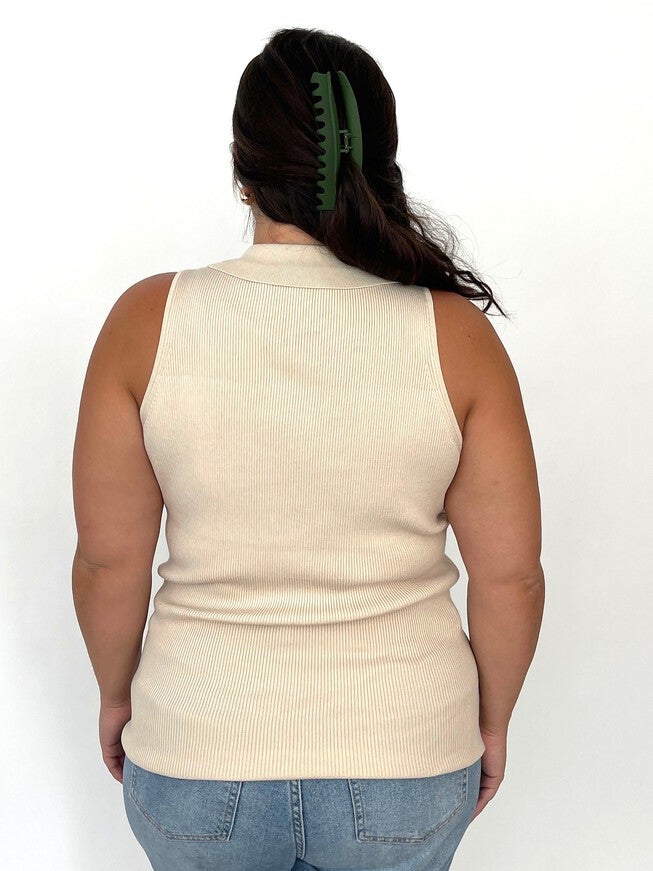 Lupine Sleeveless Button Down, Oatmeal / Cream, alternate image number 4