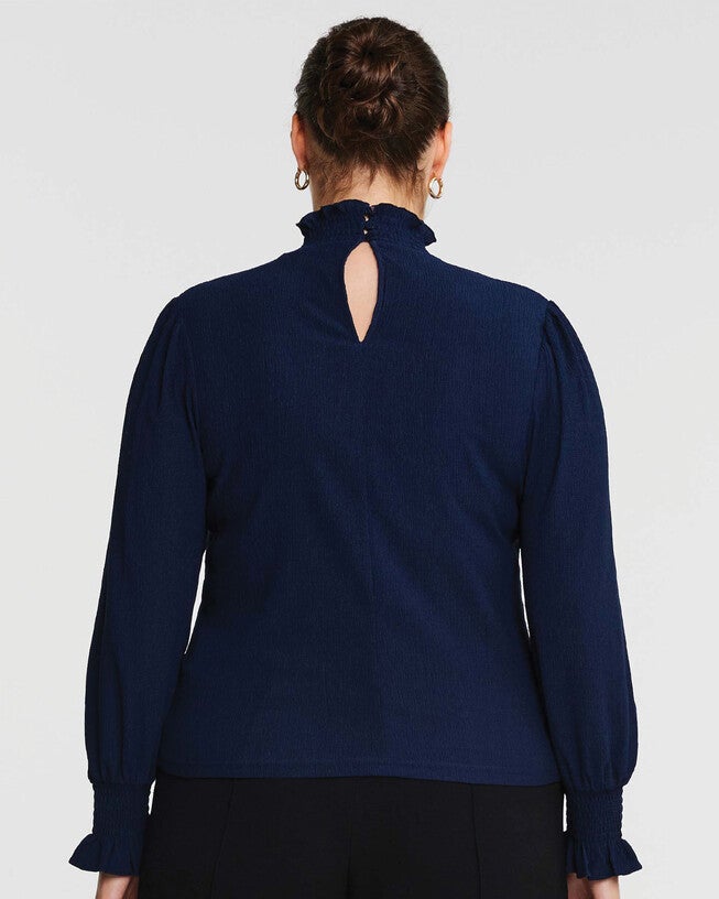 Zinnia Shirred Top, Navy / Navy, alternate image number null