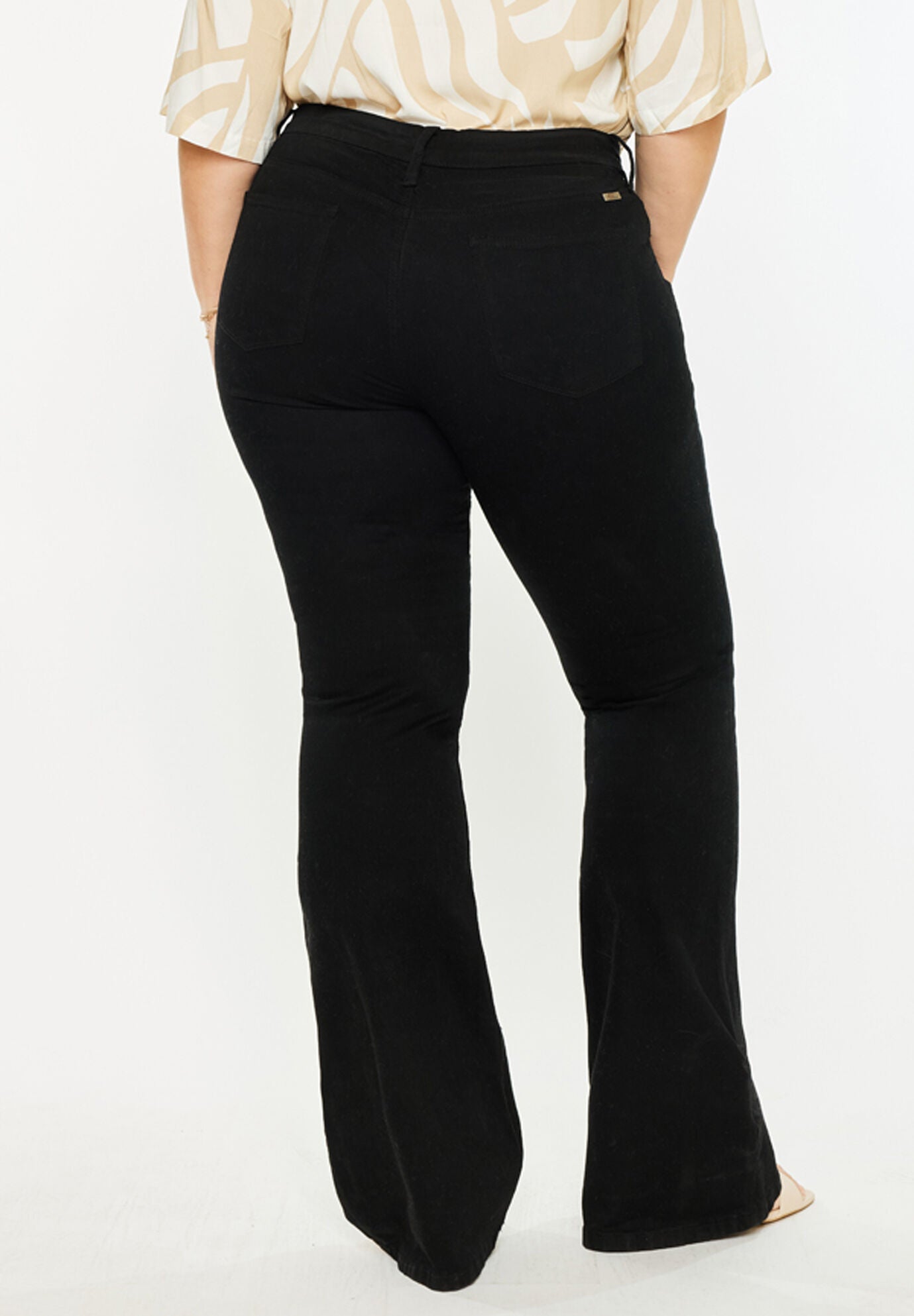 Gabriel Mid Rise Flare Jeans (Plus Size), Black / Black, alternate image number 6