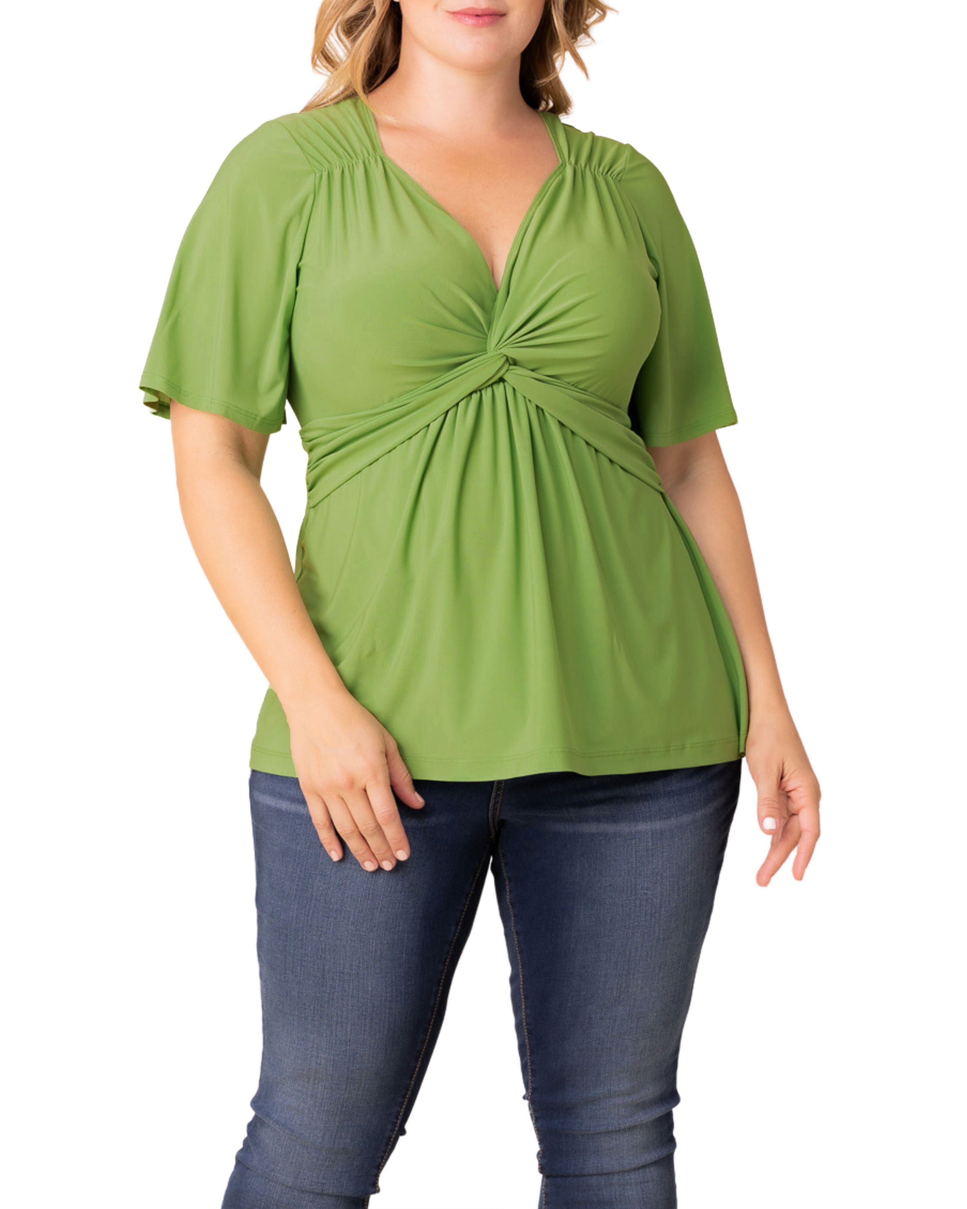 Abby Twist Front Top, GREEN APPLE / Light Green, hi-res image number 0
