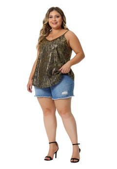 Plus Size Black Sequin Tops