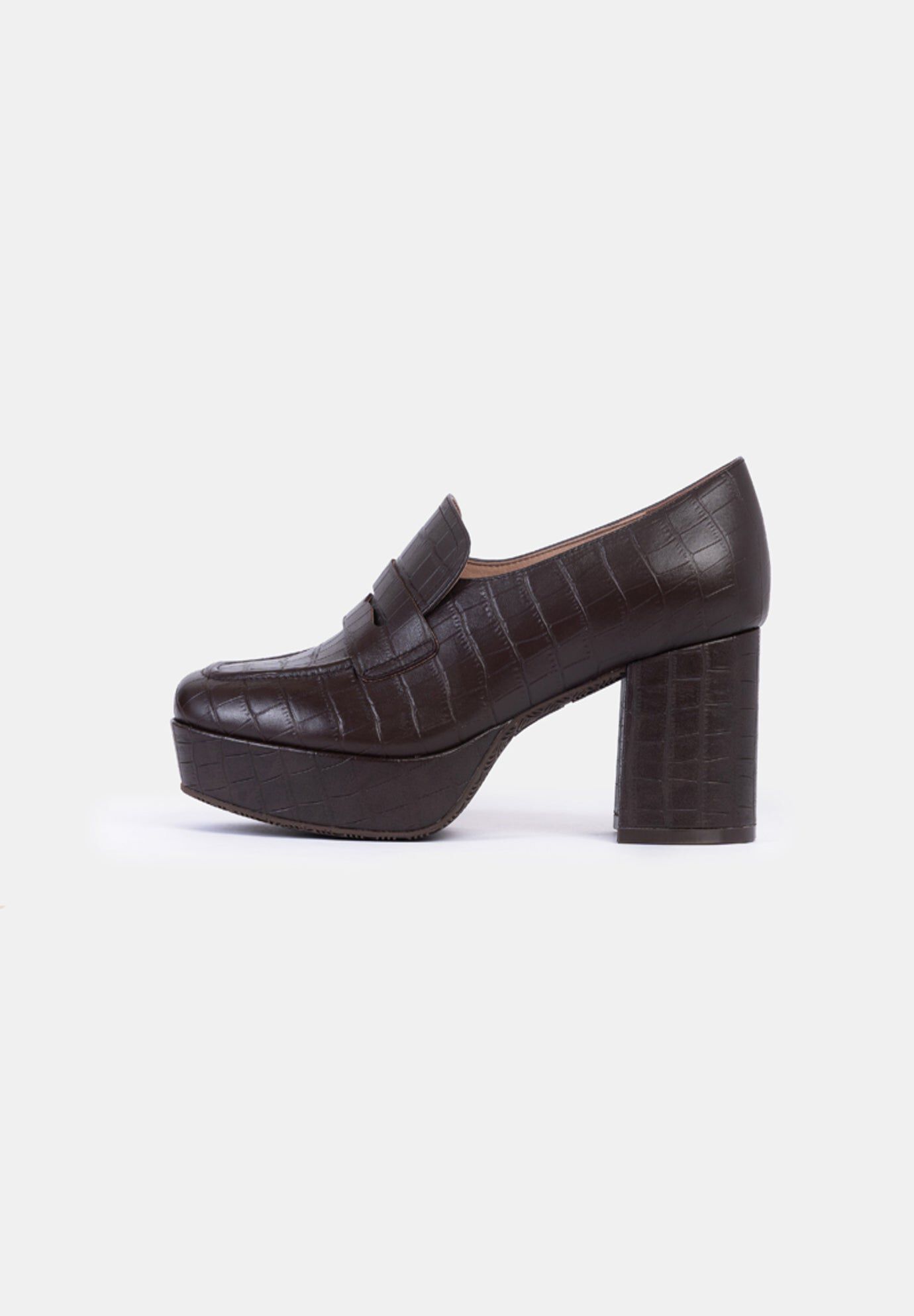 Liza Platform Loafers, Brown Croco / Brown, alternate image number 1