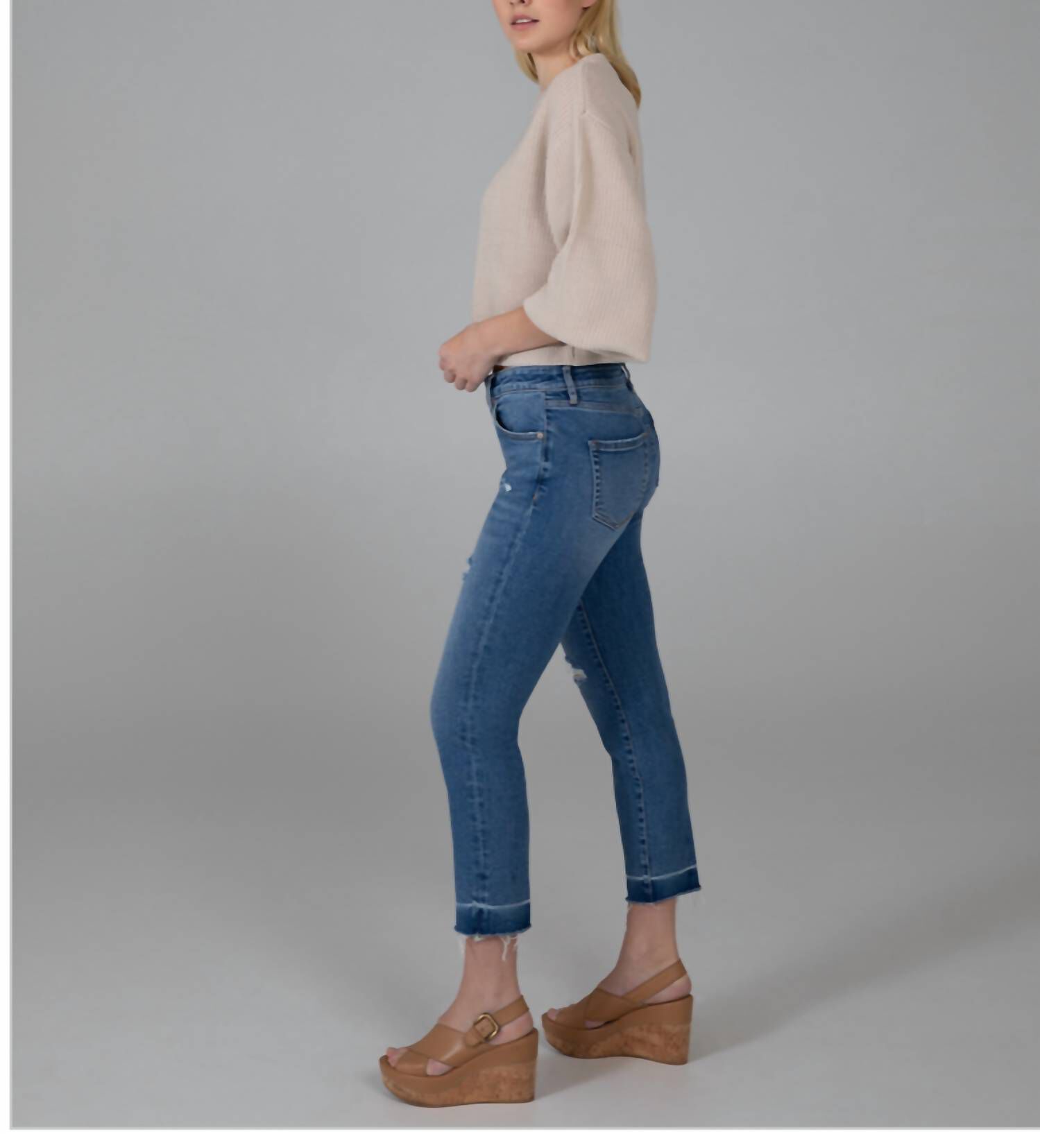 CARTER GIRLFRIEND CROSSHATCH DENIM IN ASBP ASHBURY PARK, Asbp Ashbury Park / Light Blue, alternate image number 2