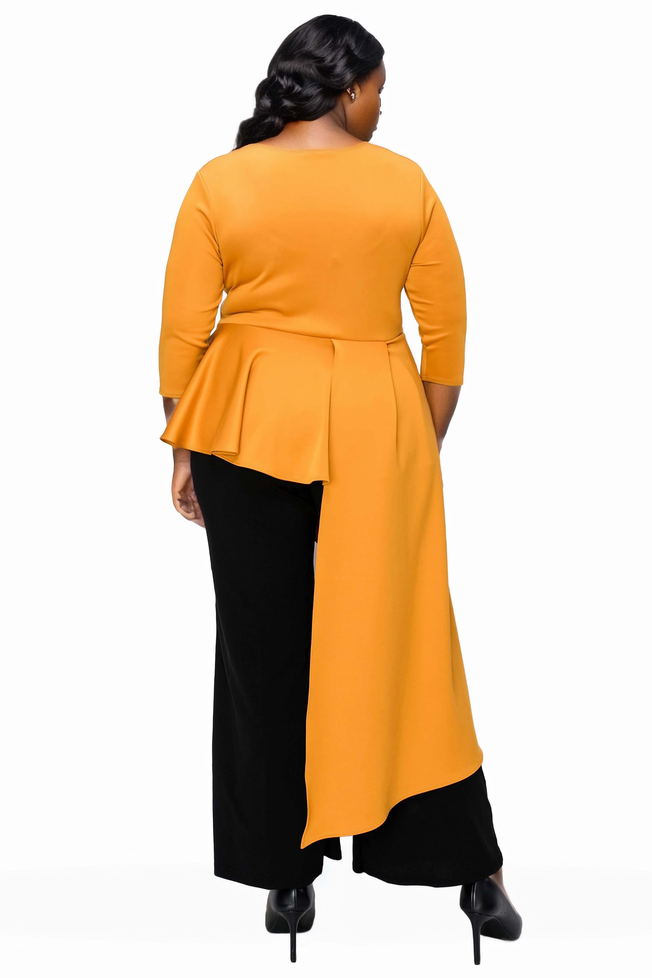 Sanctuary Asymmetrical Peplum Top, Mustard / Mustard, alternate image number 1