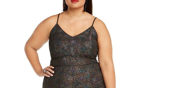 Monteau Women's Trendy Plus Size Multicolor-Foil Skater Dress Black Size 2X | Dia & Co Monteau Women's Trendy Plus Size Multicolor-Foil Skater Dress Black Size 2X | Dia & Co