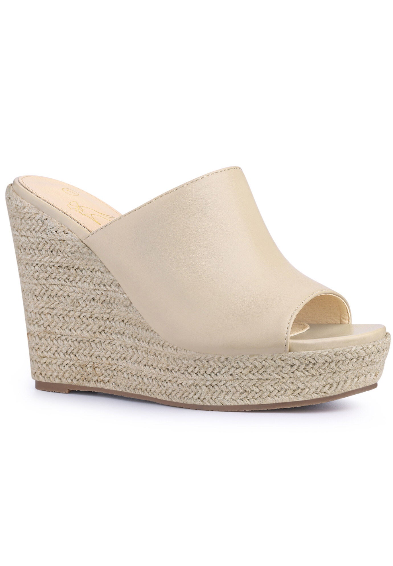 Open Toe Espadrille Wedge Heel Platform Slide Sandal, Beige / Beige, hi-res image number 0