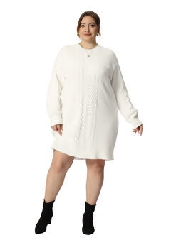 CREWNECK LONG SLEEVE KNIT TUNIC PULLOVER SHORT SWEATER DRESS