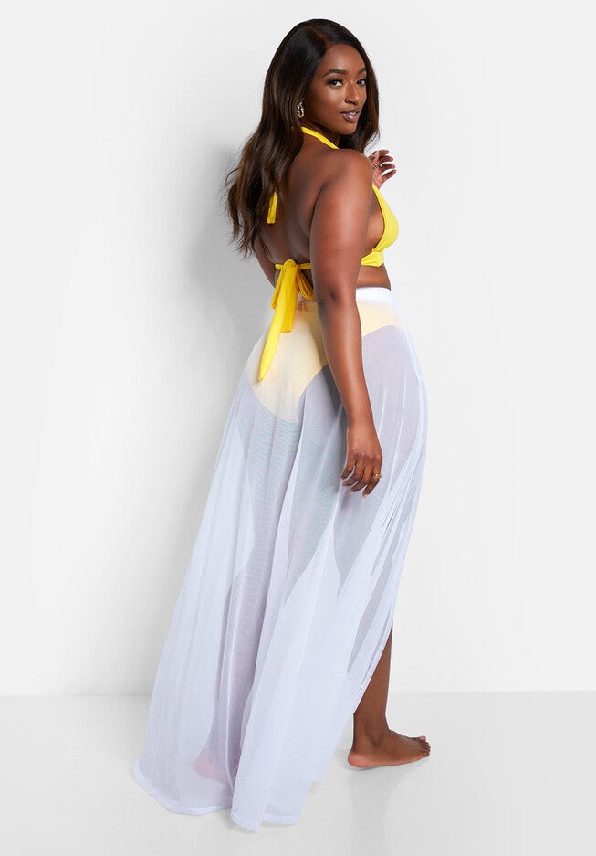 Luz Sheer Maxi Cover Up Skirt, White / White, alternate image number 3
