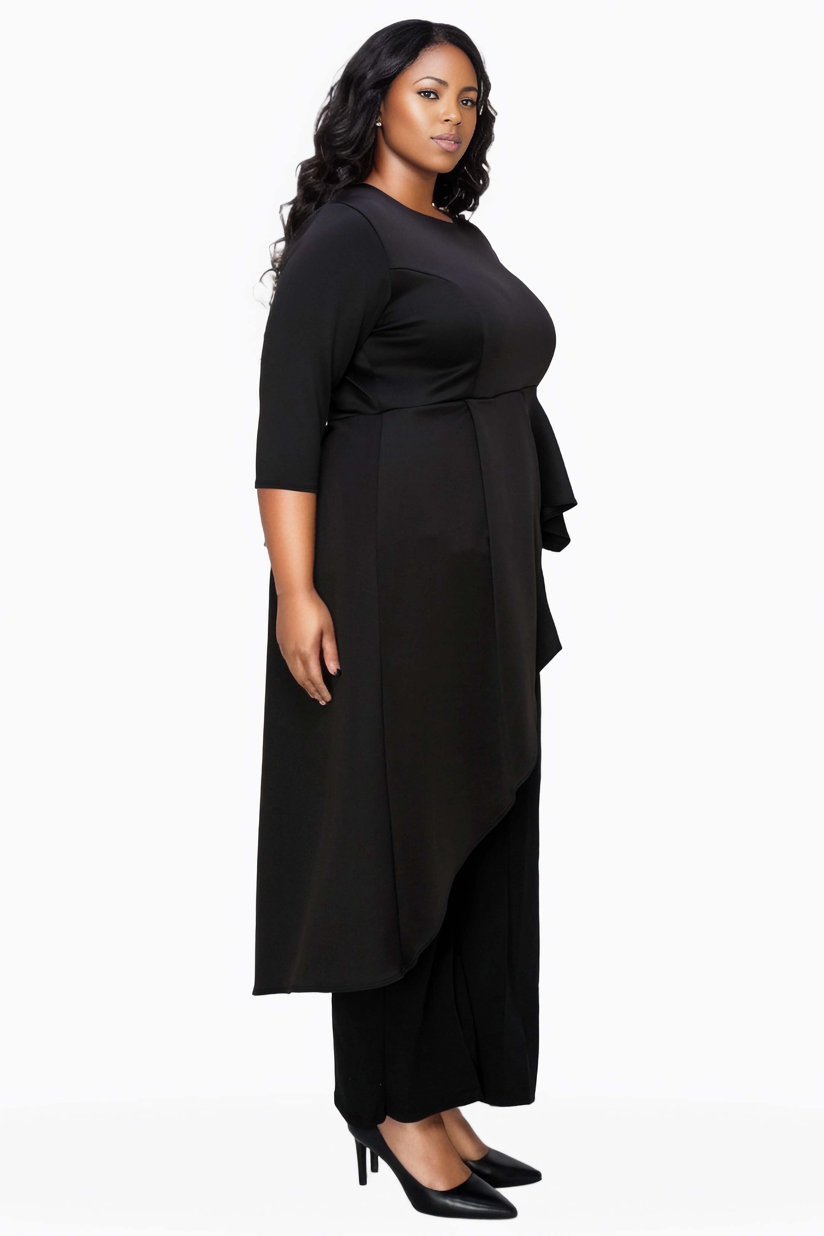 Sanctuary Asymmetrical Peplum Top, Black / Black, alternate image number 1