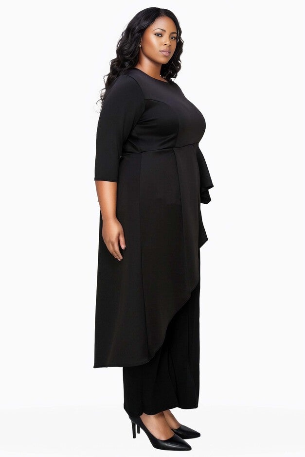 Sanctuary Asymmetrical Peplum Top, Black / Black, alternate image number 1