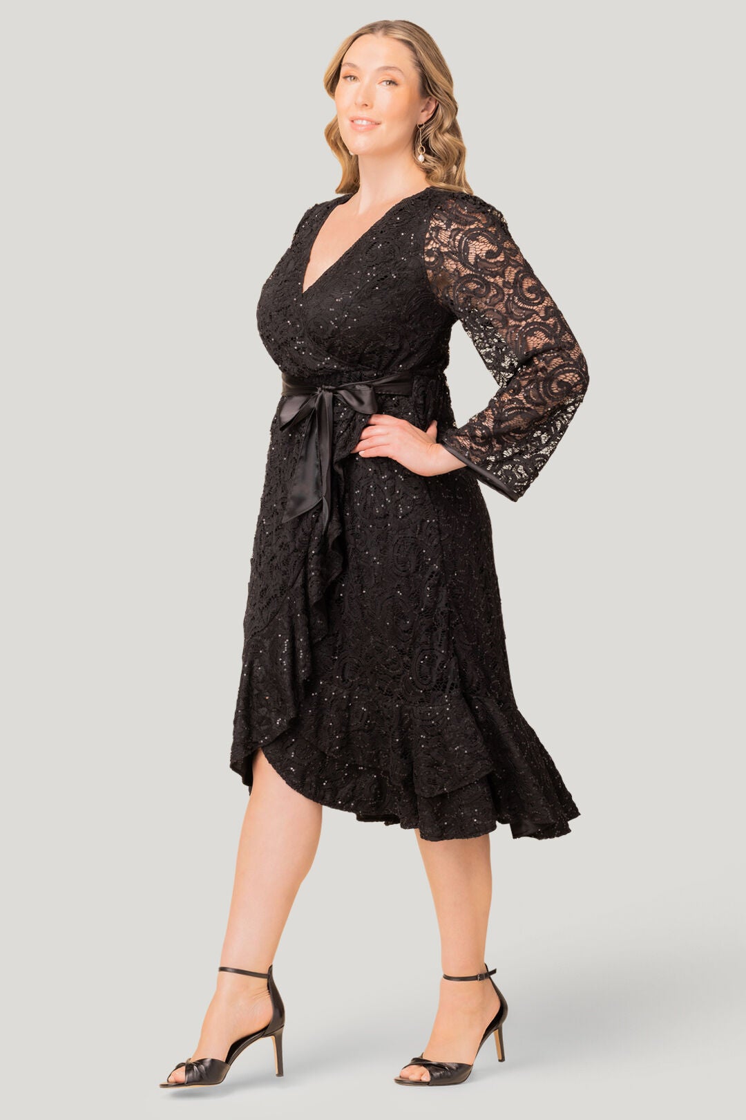 Cosmopolitan Sequin Lace Cocktail Dress, Onyx / Black, alternate image number 3