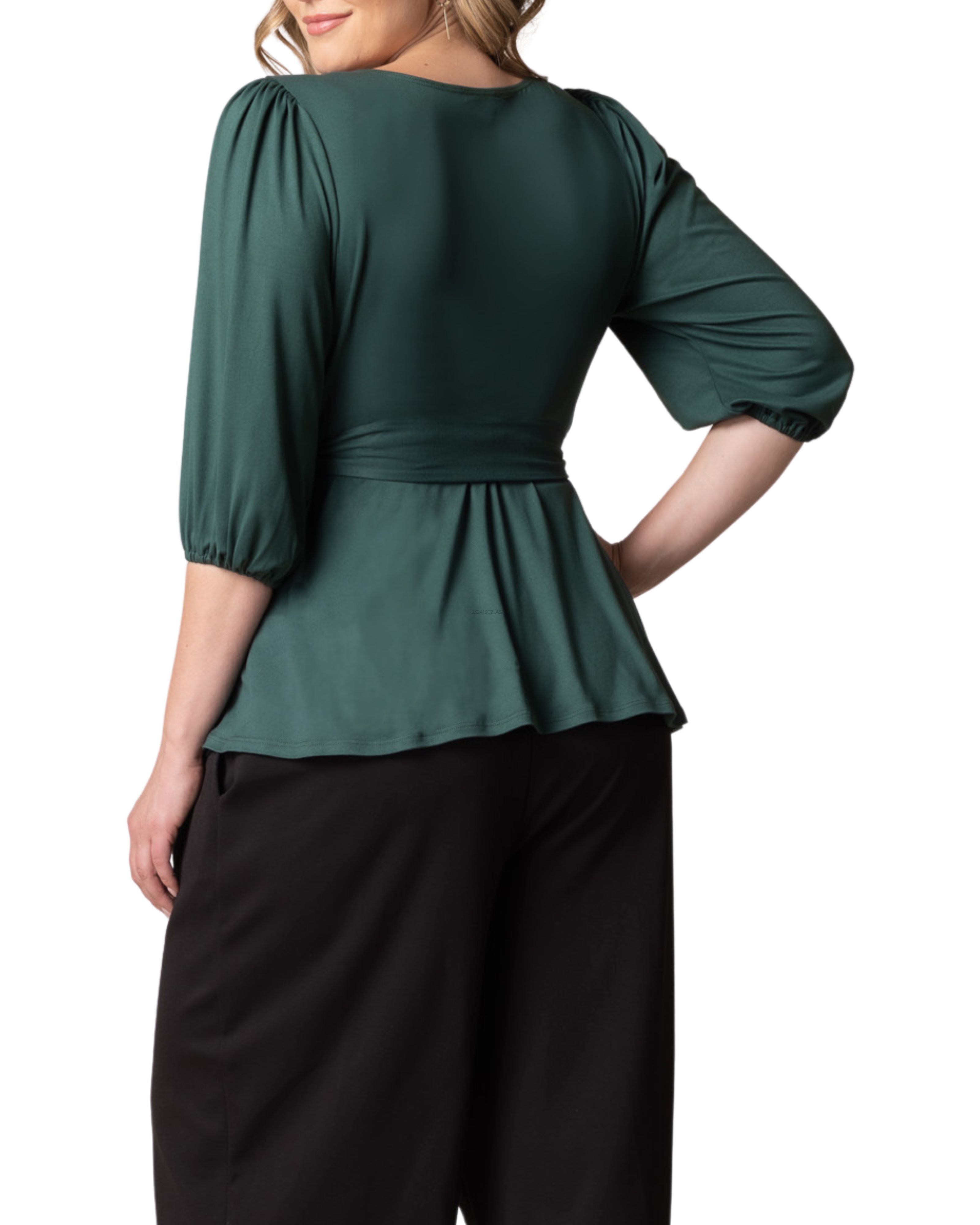 Nina Wrap Top, HUNTER GREEN / Hunter Green, alternate image number 1